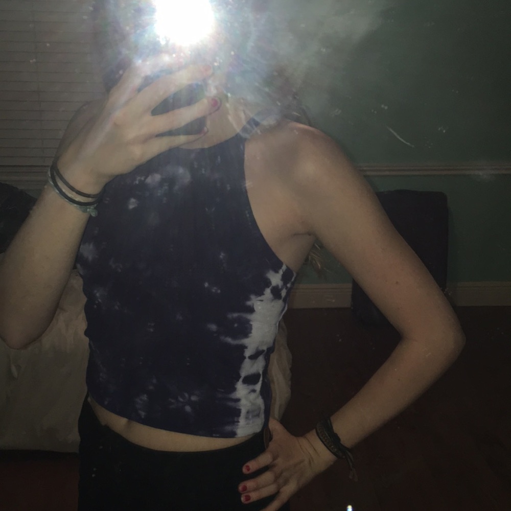 Tie die workout top with build in sports bra